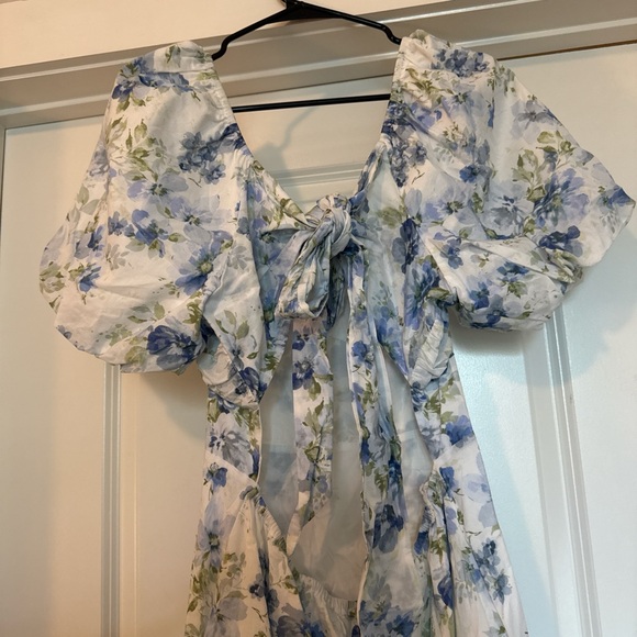 Altar'd State White Maxi Dress with Blue and Green Floral Print - Picture 2 of 2